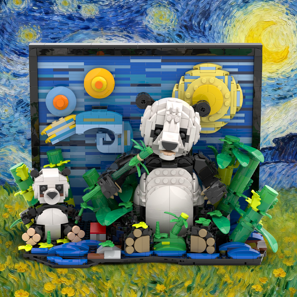 Gobricks moc vans panda blocos - Diy Electronics Art avaliação e preço